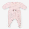 Sleepsuit pink embroidered flowers 3 flowers