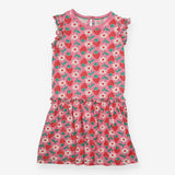 Dress Sleeveless Pink Strawberries and Flowers