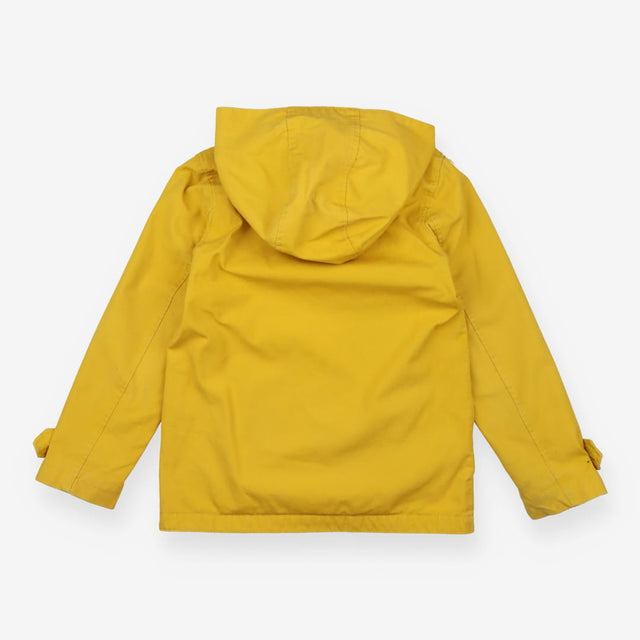 Jacket yellow canvas hood navy stripe lining