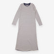Maxi Dress Cream Navy Stripe Long Sleeve Cotton
