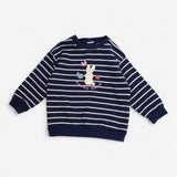 Sweater jersey navy stripe Happy Days white bunny