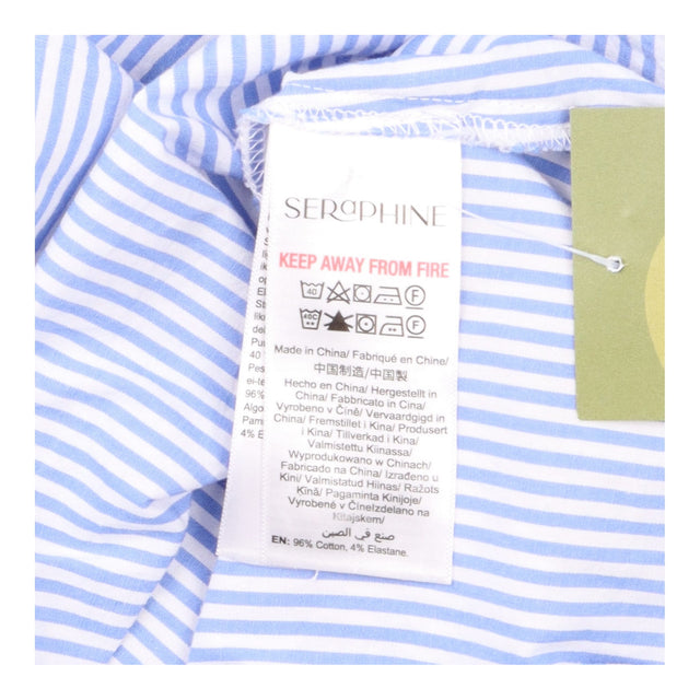 Maternity Shirt Blue White Pinstripe Tie Side Nurs