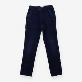 Trousers cord navy pull on red stitching