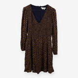 Navy and mustard floral smock long sleeve dress