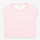 Organic Cotton Pink Stripe T‑Shirt – Open Neck