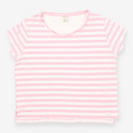 Organic Cotton Pink Stripe T‑Shirt – Open Neck