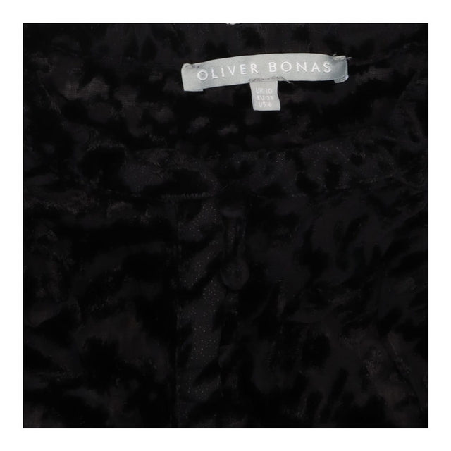 Blouse Black Velvet Devore Animal Print Long Sleev