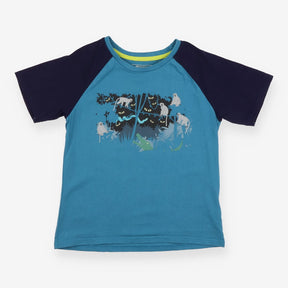 T-Shirt Blue with Monkeys, crocodile & eyes