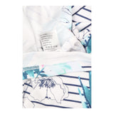 Dress White Navy Striped Floral Print Sleeveless R