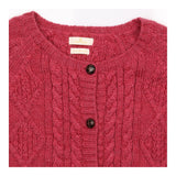 Cardigan Cable Knit Pure New Wool Pink