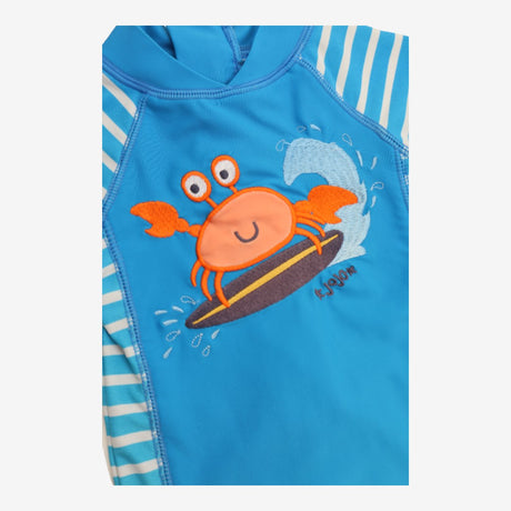 Swim suit blue with surfing crab
