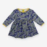 Dress long sleeve blue with plant print