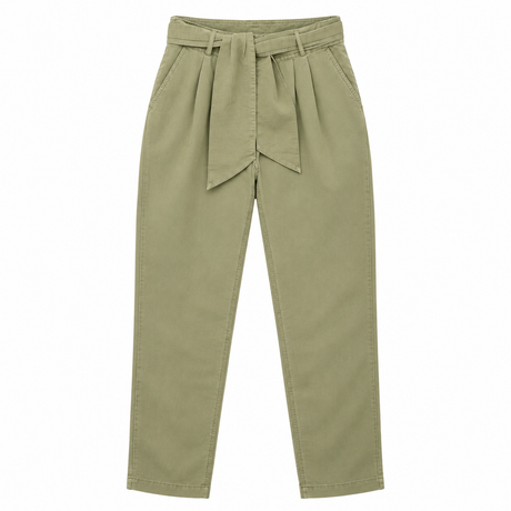 High Waist Belted Wide Leg Trousers Khaki Olive Gr