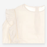 Blouse white muslin frill shoulder LS