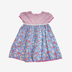 Pink/Blue stripe flowers summer dress