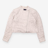 Sequin Asymmetric Biker Jacket Champagne Silver