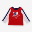 T-shirt long sleeve red and white stars USA