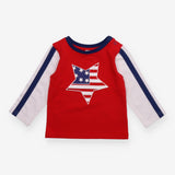 T-shirt long sleeve red and white stars USA
