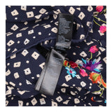 Top Floral Embroidered V Neck Navy Viscose
