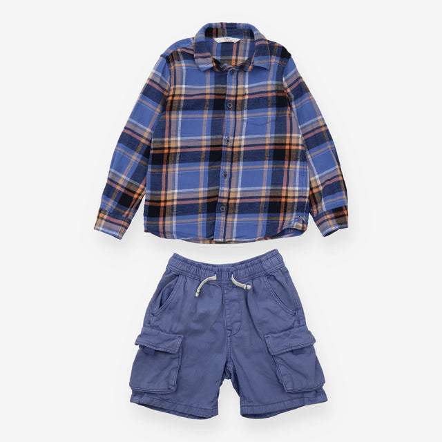 Blue Shirt and Shorts Outfit 