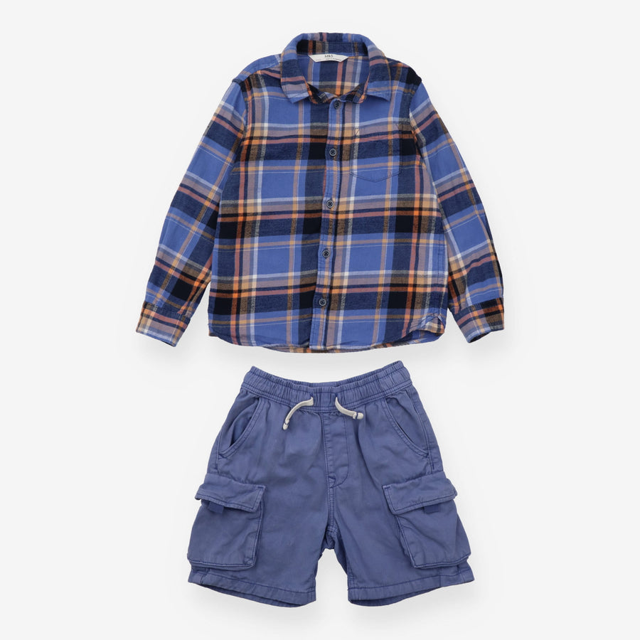 Blue Shirt and Shorts Outfit 