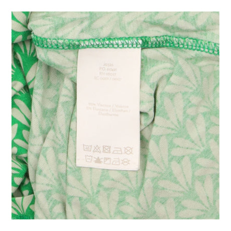 Dress Green White Leaf Print Short Sleeve Midi