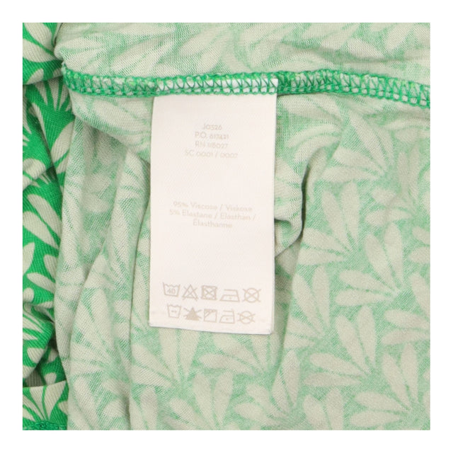 Dress Green White Leaf Print Short Sleeve Midi