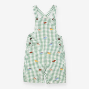 Green Plaid Dinosaur Dungarees
