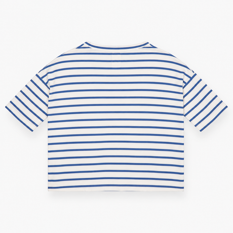 Blue and White Striped Short Sleeve Pocket Top