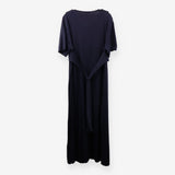 Navy Maxi Jersey Dress with asymmetric apron overl