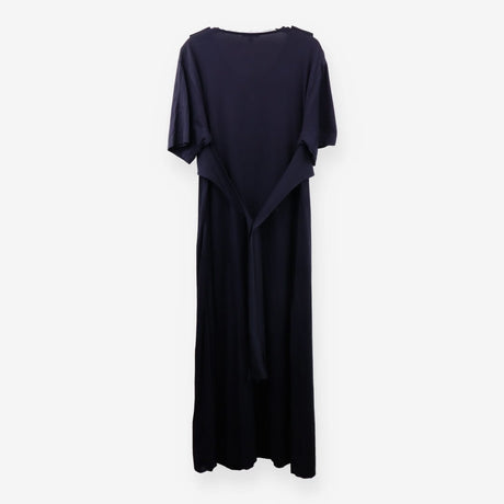Navy Maxi Jersey Dress with asymmetric apron overl