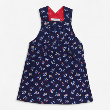 Dress Pinafore Navy Pretty Birds
