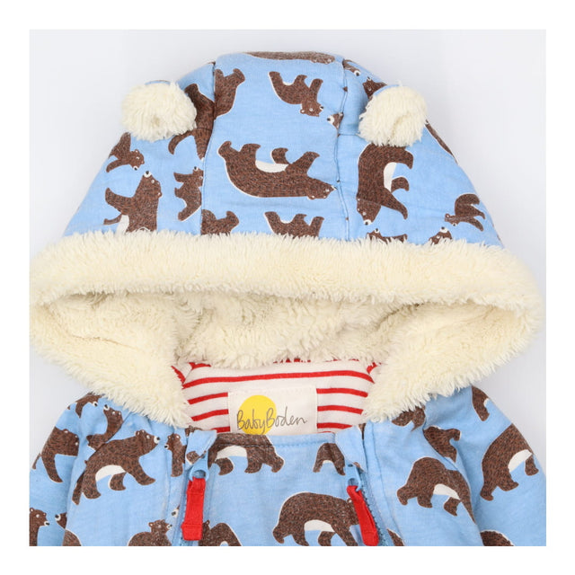 Pramsuit Blue Bears Red Stripe Lined
