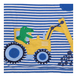 Tee Blue Strip Dinosaur in a Digger Applique