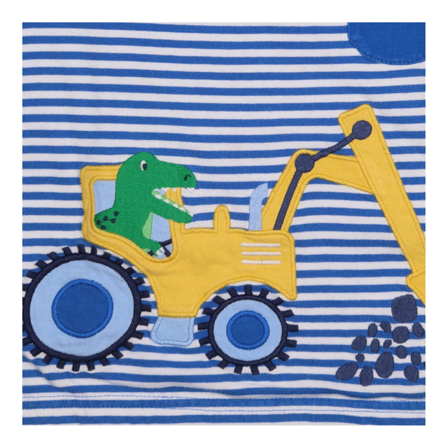 Tee Blue Strip Dinosaur in a Digger Applique
