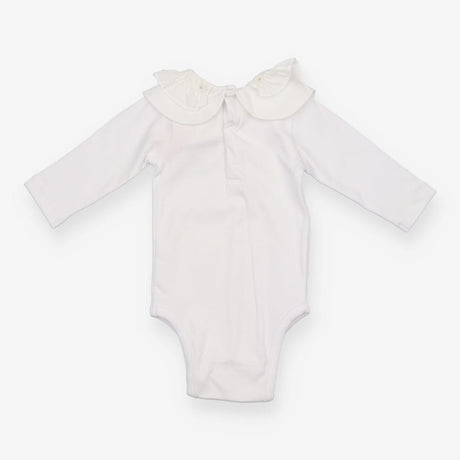 Bodysuit Long Sleeve White Double Collar