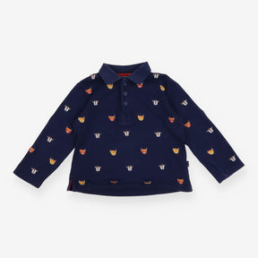 Tee LS collar blue cow heads