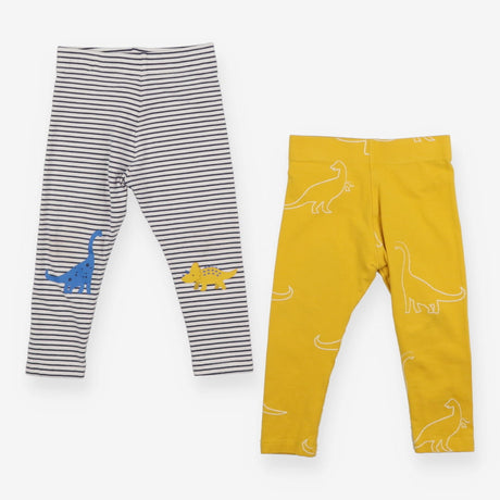 2 pack leggings yellow/navy and white striped with