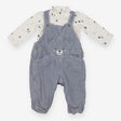 Dungaree Set Blue Teddy Cord with Bodysuit White B