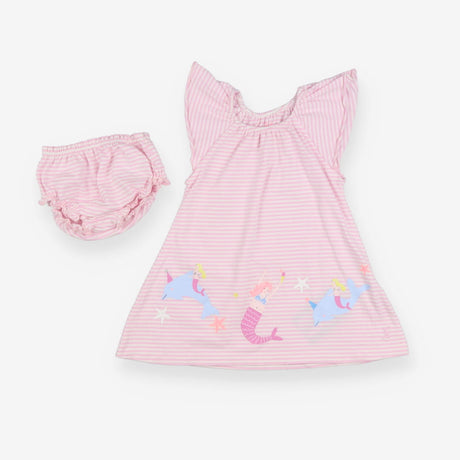 Pink striped mermaid dress with bloomers