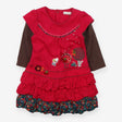 Dress pink with brown sleeves with trees