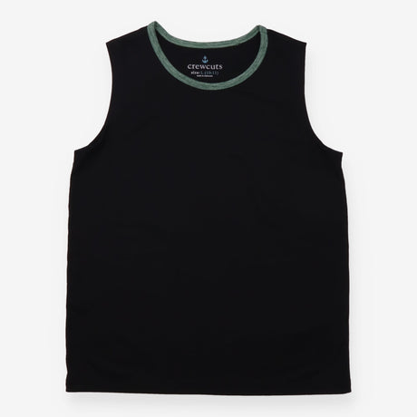 Crewcuts Vest Top Black with Green Neckline