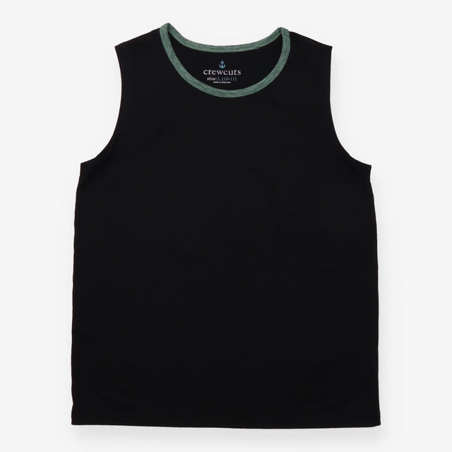 Crewcuts Vest Top Black with Green Neckline