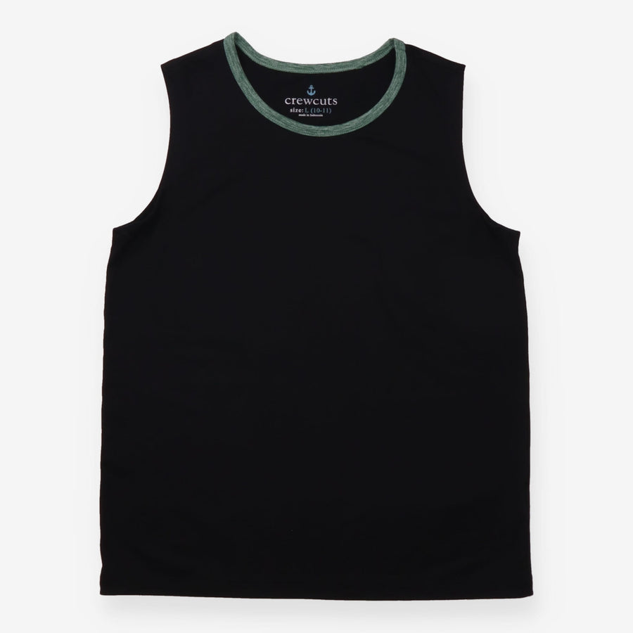 Crewcuts Vest Top Black with Green Neckline
