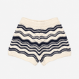 Knit Shorts Ivory Navy Wavy Stripe Cotton