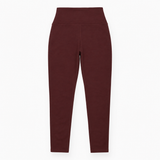 High Waisted Leggings Stretch Cotton Burgundy