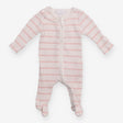 Sleepsuit white pink stripe large rib 