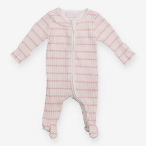 Sleepsuit white pink stripe large rib 