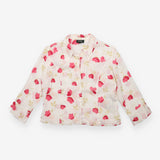 Linen Shirt Ivory Pink Floral Print Long Sleeve