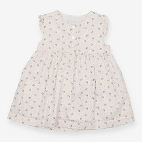 White floral dress with button front